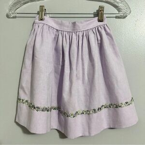 Glorimont girls purple skirt with floral trim, elastic waist, size 4